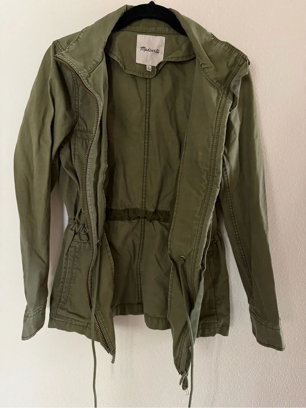 Madewell Olive Green Utility Jacket Cinch Waist Military Anorak Cotton M - Picture 3 of 6